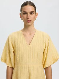 SHORT SLEEVED MINI DRESS, Italian Straw, highres