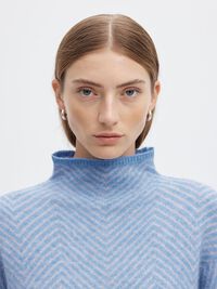HERRINGBONE HIGH-NECK JUMPER, Granada Sky, highres