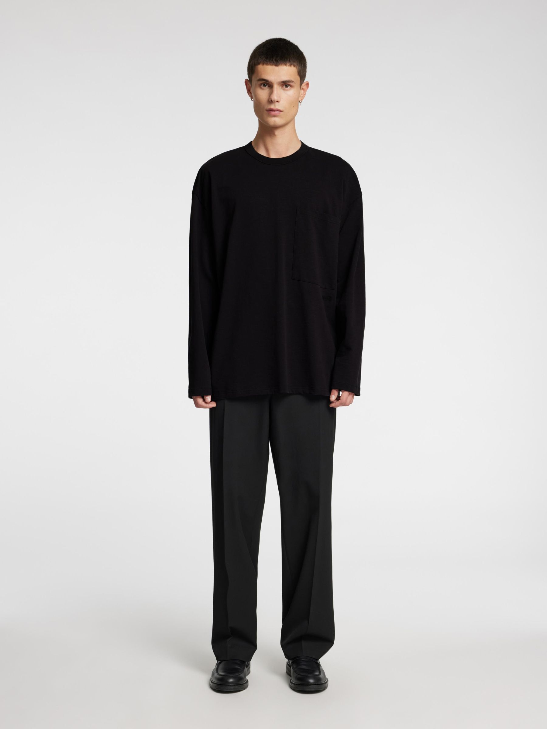 BOMULD LANGÆRMET T-SHIRT, Black Onyx, highres