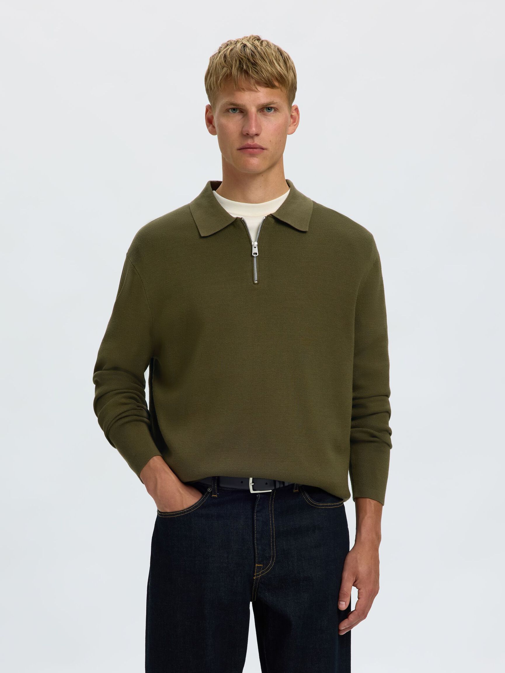 HALF ZIP PULLOVER, Kalamata, highres