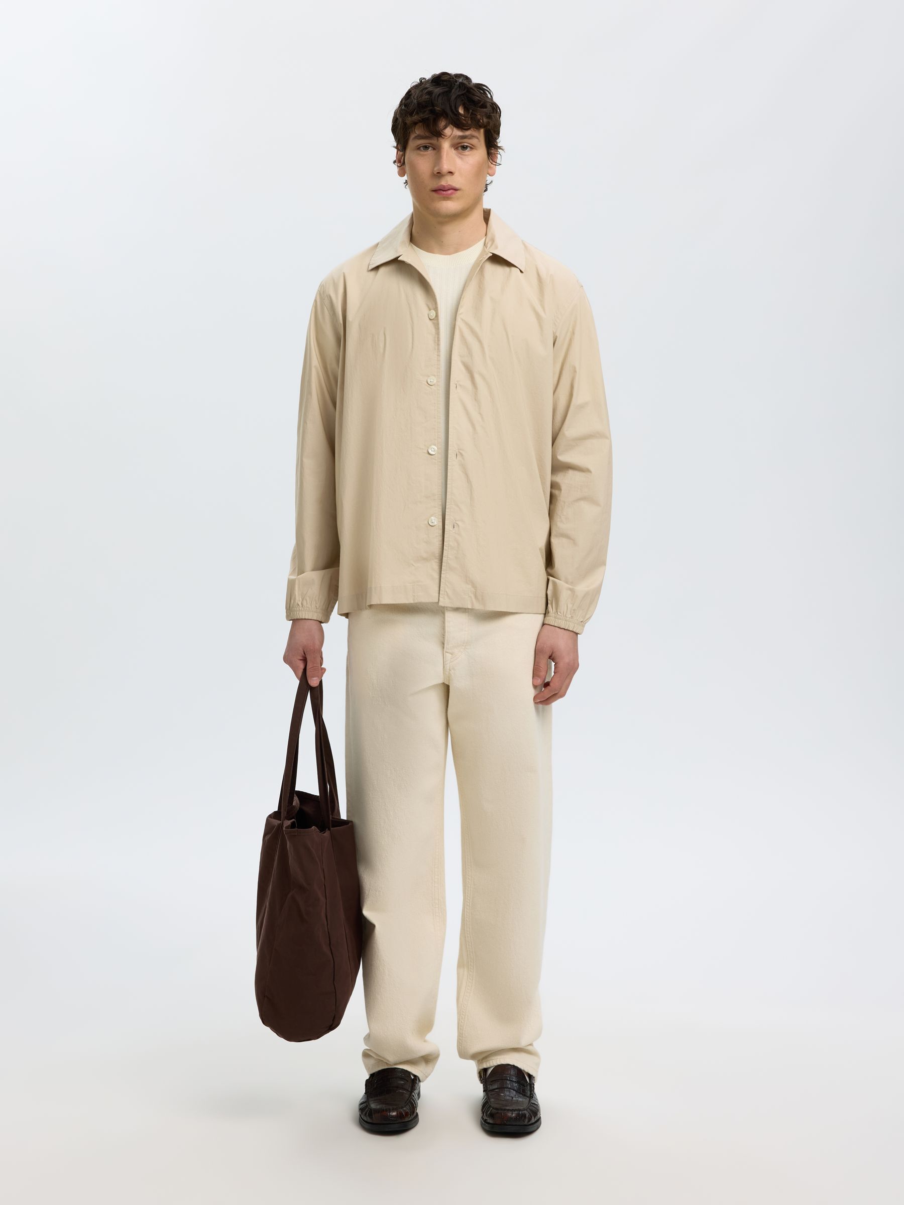 RELAXED FIT COTTON  OVERSHIRT, Pure Cashmere, highres