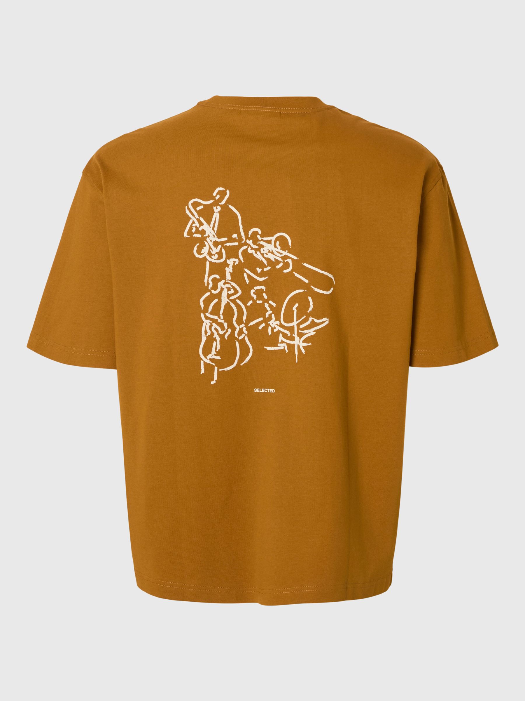 TRYCKTA T-SHIRT MED RUND HALSRINGNING, Golden Brown, highres