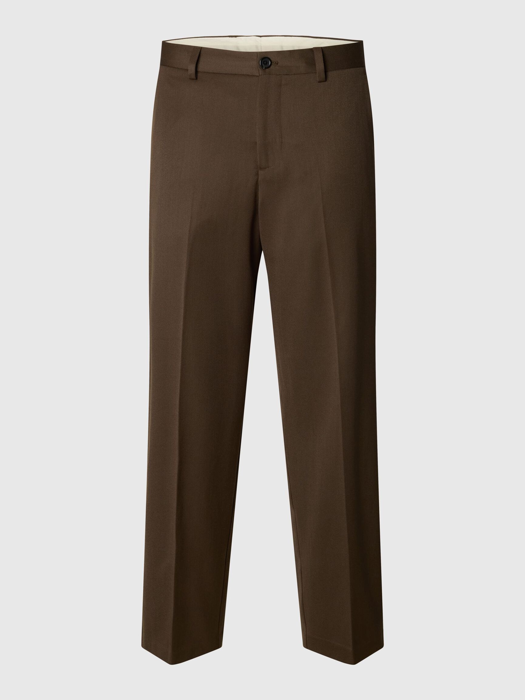 WOOL BLEND LOOSE-FIT TROUSERS, Turkish Coffee, highres