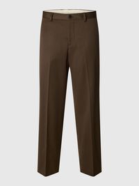 WOOL BLEND LOOSE-FIT TROUSERS, Turkish Coffee, highres