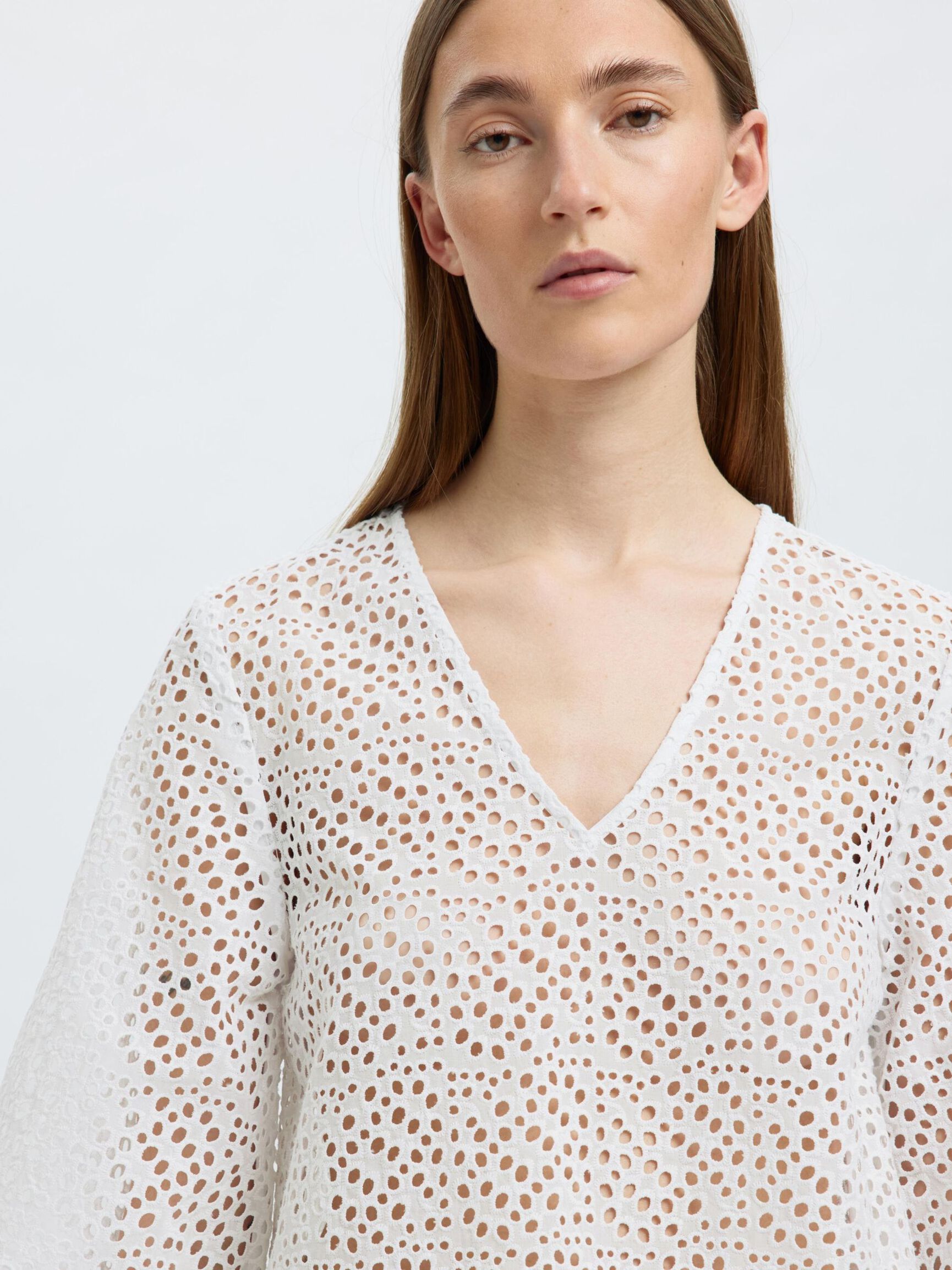 BRODERIE ANGLAISE CROPPED TOP, Bright White, highres