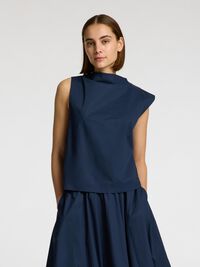PLEATED SLEEVELESS TOP, Outer Space, highres