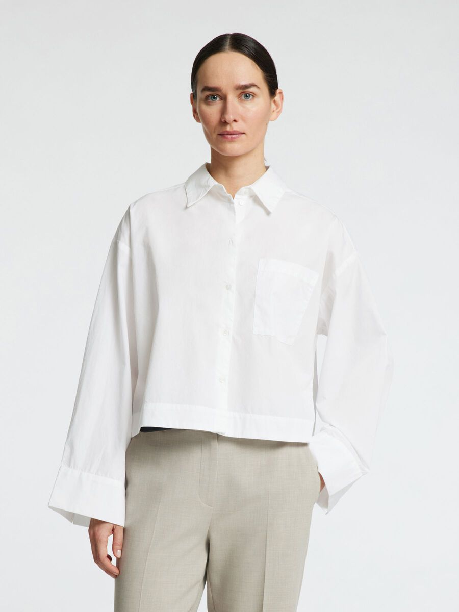 Product tile image - BOXY FIT CROPPED SHIRT, Bright White | 16097269_BrightWhite