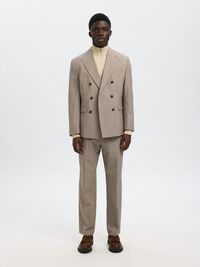 HALF-ZIP KNITTED JUMPER, Oatmeal, highres