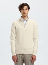 HALF-ZIP PULLOVER, Egret, highres
