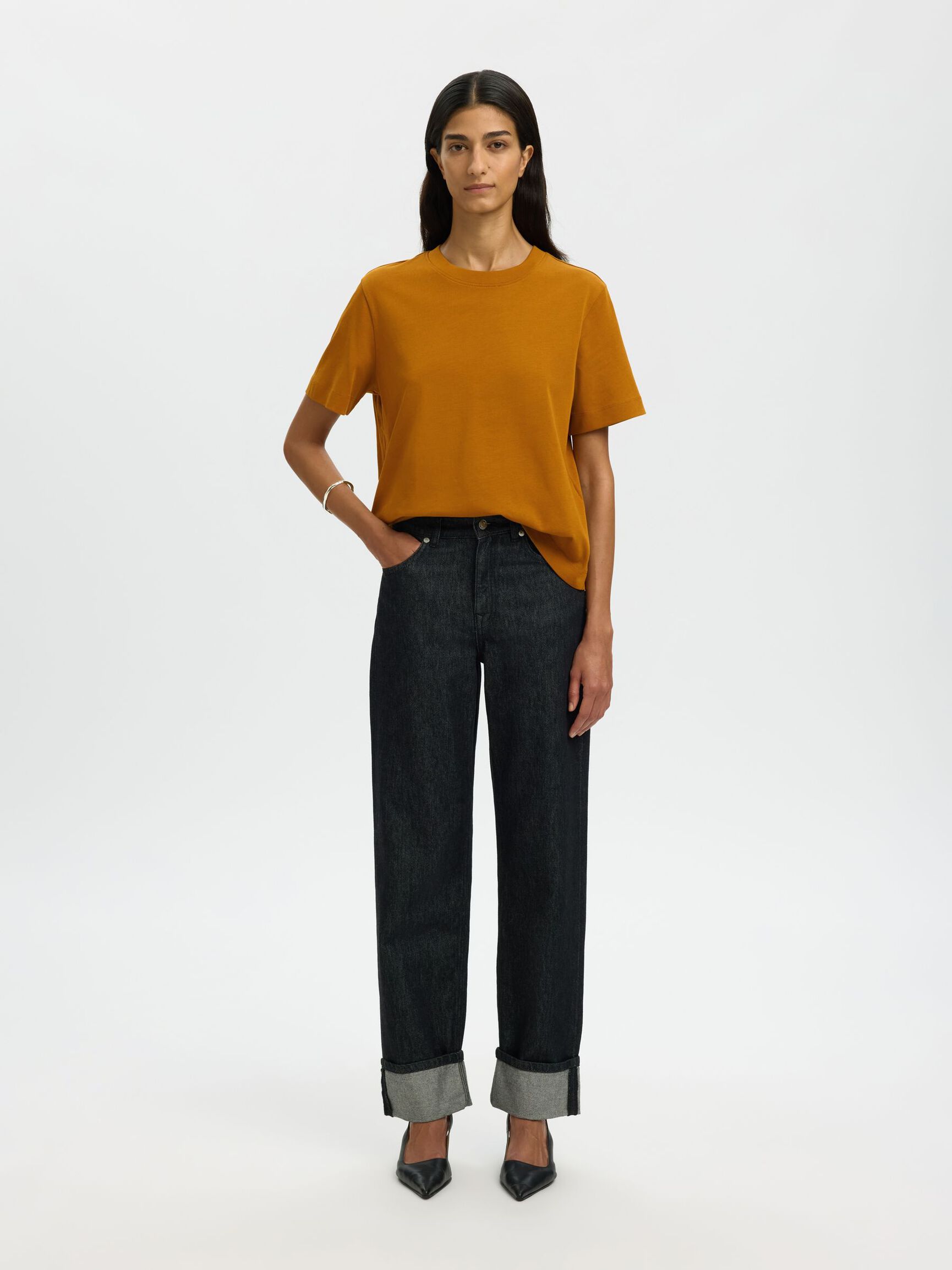 BOXY T-SHIRT, Golden Brown, highres