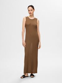 VISCOSE BLEND KNITTED MAXI DRESS, Coca Mocha, highres