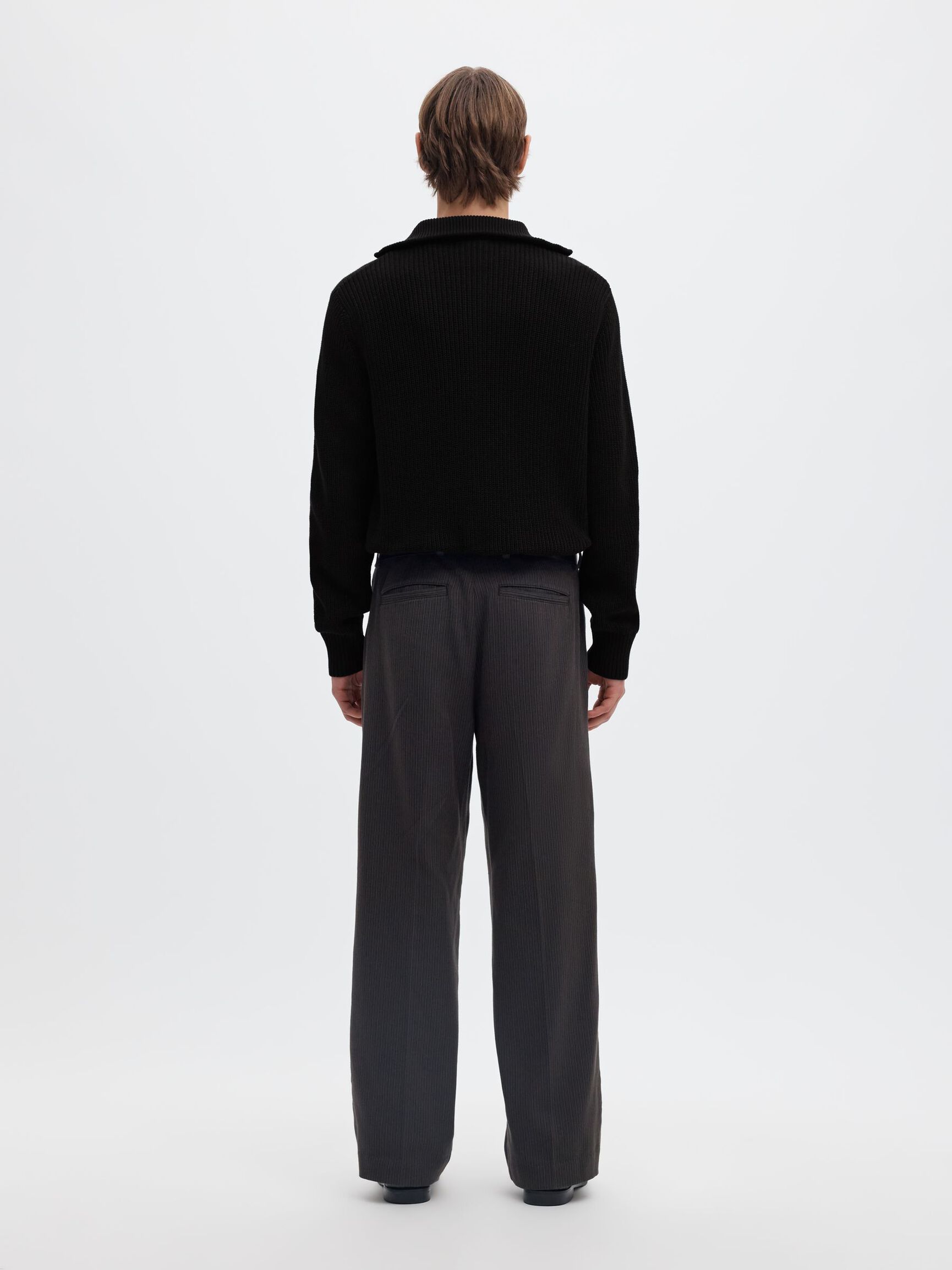 RIBBED ORGANIC COTTON HALF-ZIP JUMPER, Black, highres