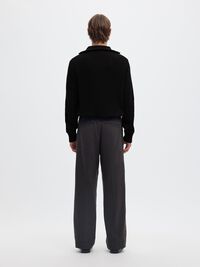 RIBBED ORGANIC COTTON HALF-ZIP JUMPER, Black, highres