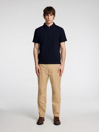 SEERSUCKER POLO SHIRT, Sky Captain, highres