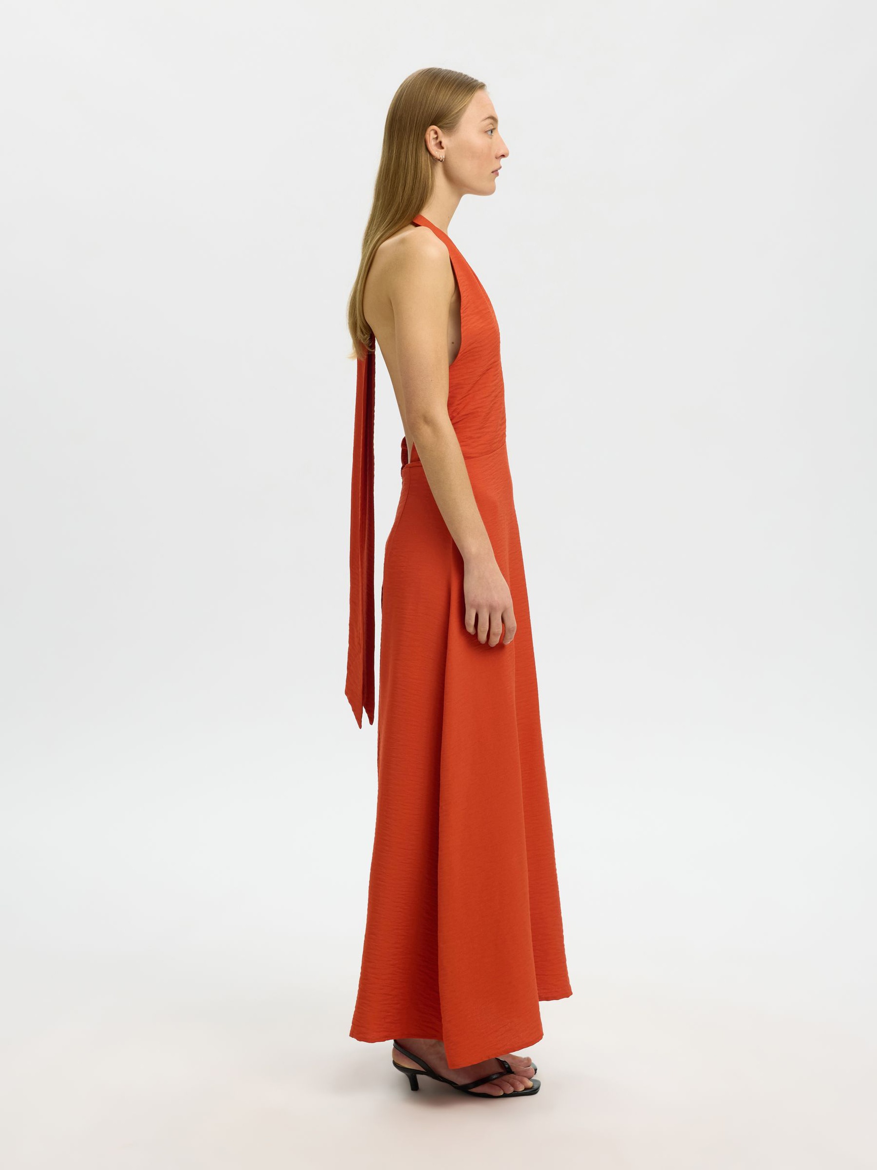 HALTERNECK MAXI DRESS, Potters Clay, highres