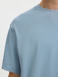 RIBBED COTTON T-SHIRT, Dusty Blue, highres
