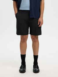 REGULAR FIT CHINO SHORTS, Black, highres