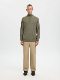 100% MERINO WOOL HALF-ZIP JUMPER, Vetiver, highres