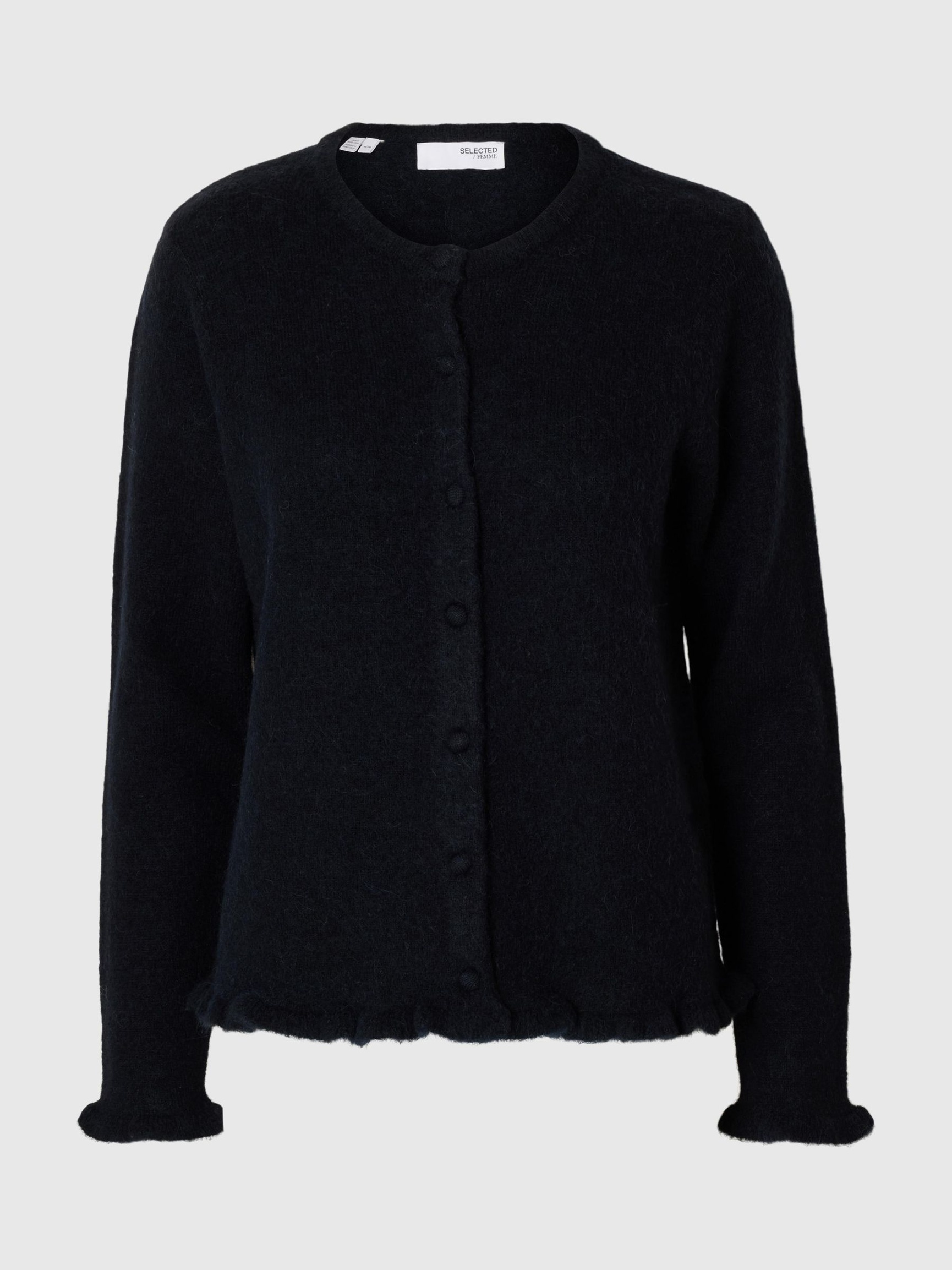 WOOL BLEND KNITTED CARDIGAN, Dark Sapphire, highres