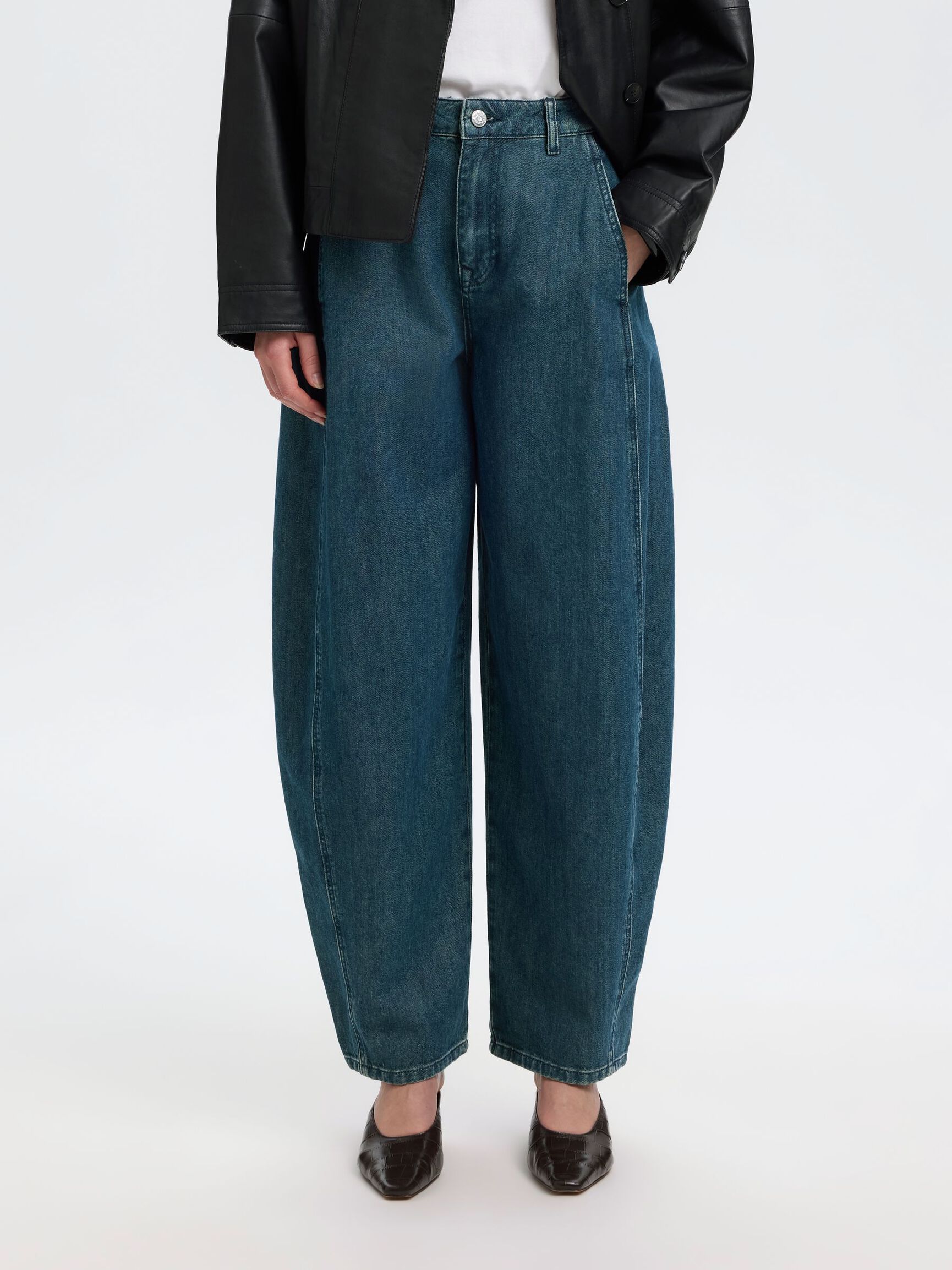 BARREL FIT JEANS, Medium Blue Denim, highres