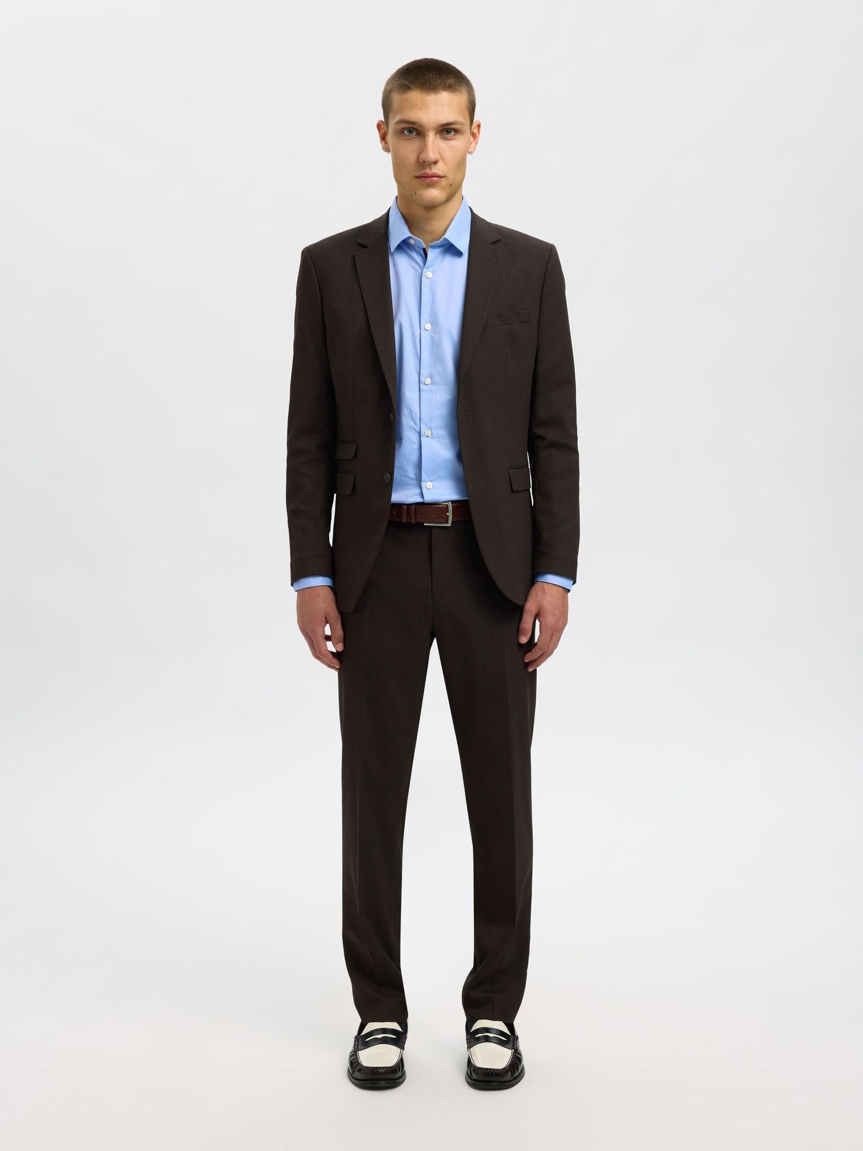 WOVEN WOOL BLEND TROUSERS, Demitasse, highres