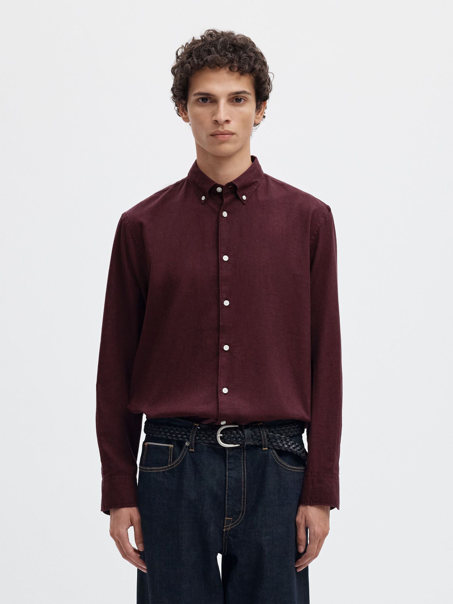 COTTON LONG SLEEVED SHIRT, Tawny Port, highres
