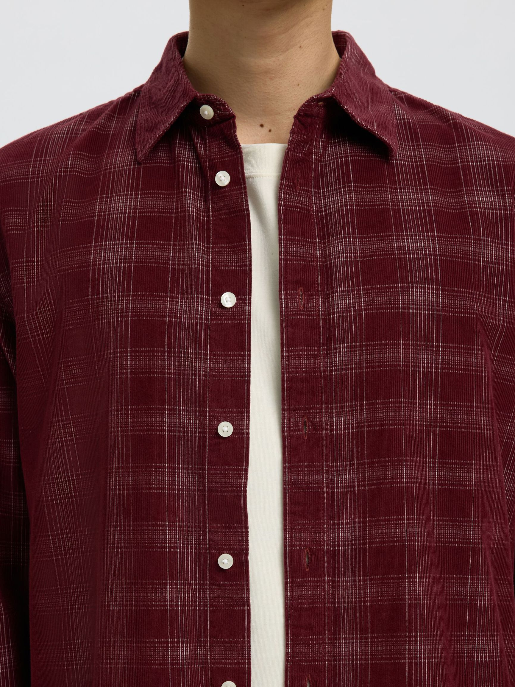 CHECKED CORDUROY SHIRT, Tawny Port, highres