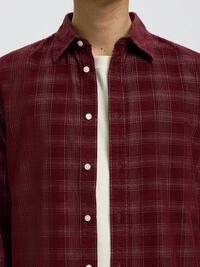CHECKED CORDUROY SHIRT, Tawny Port, highres