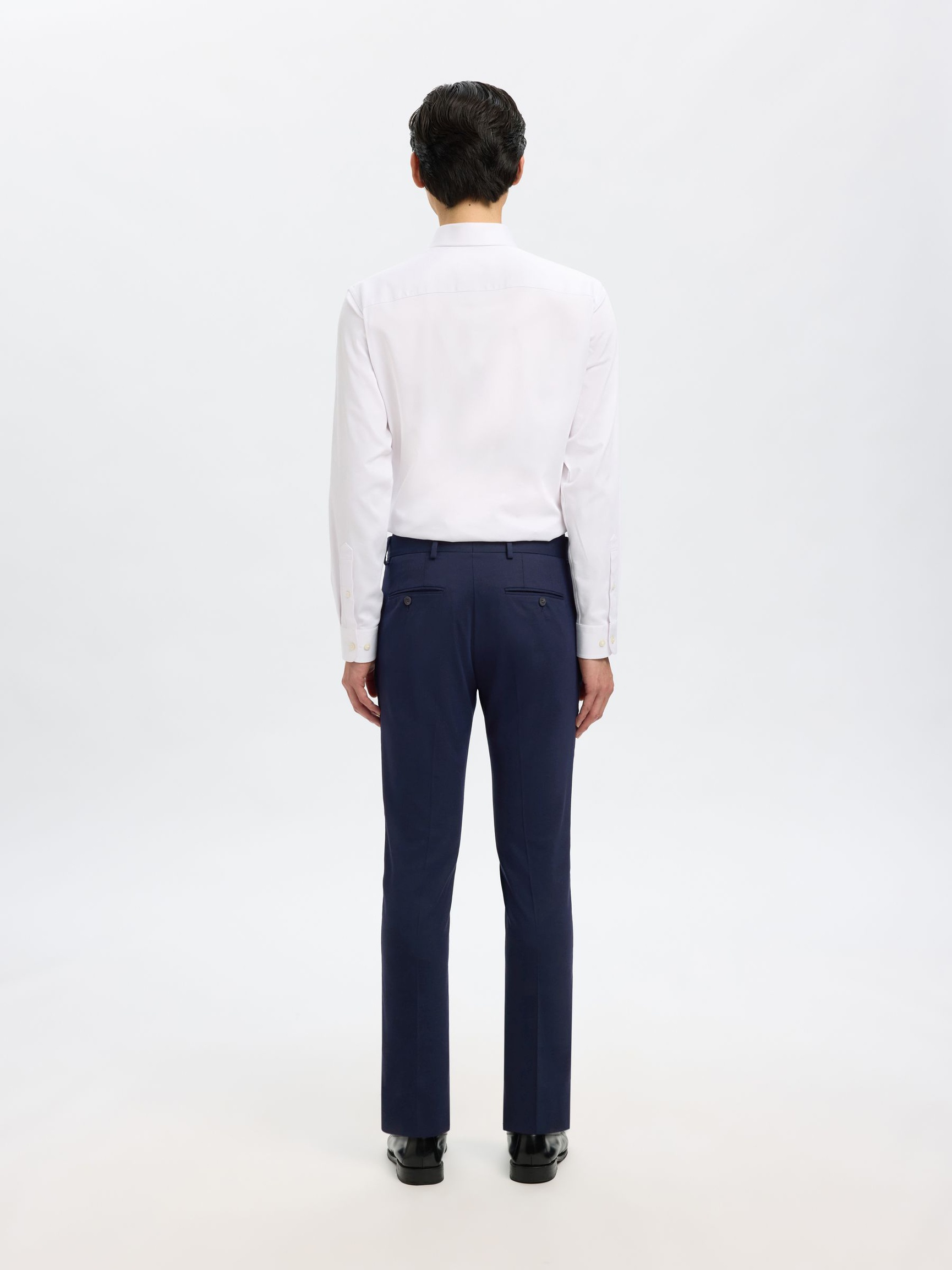 WOVEN WOOL BLEND TROUSERS, Navy Blazer, highres