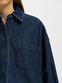 OVERSIZED JEANSHEMD, Dark Blue Denim, highres