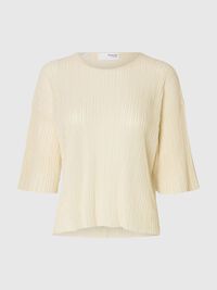 COTTON BLEND KNITTED TOP, Birch, highres