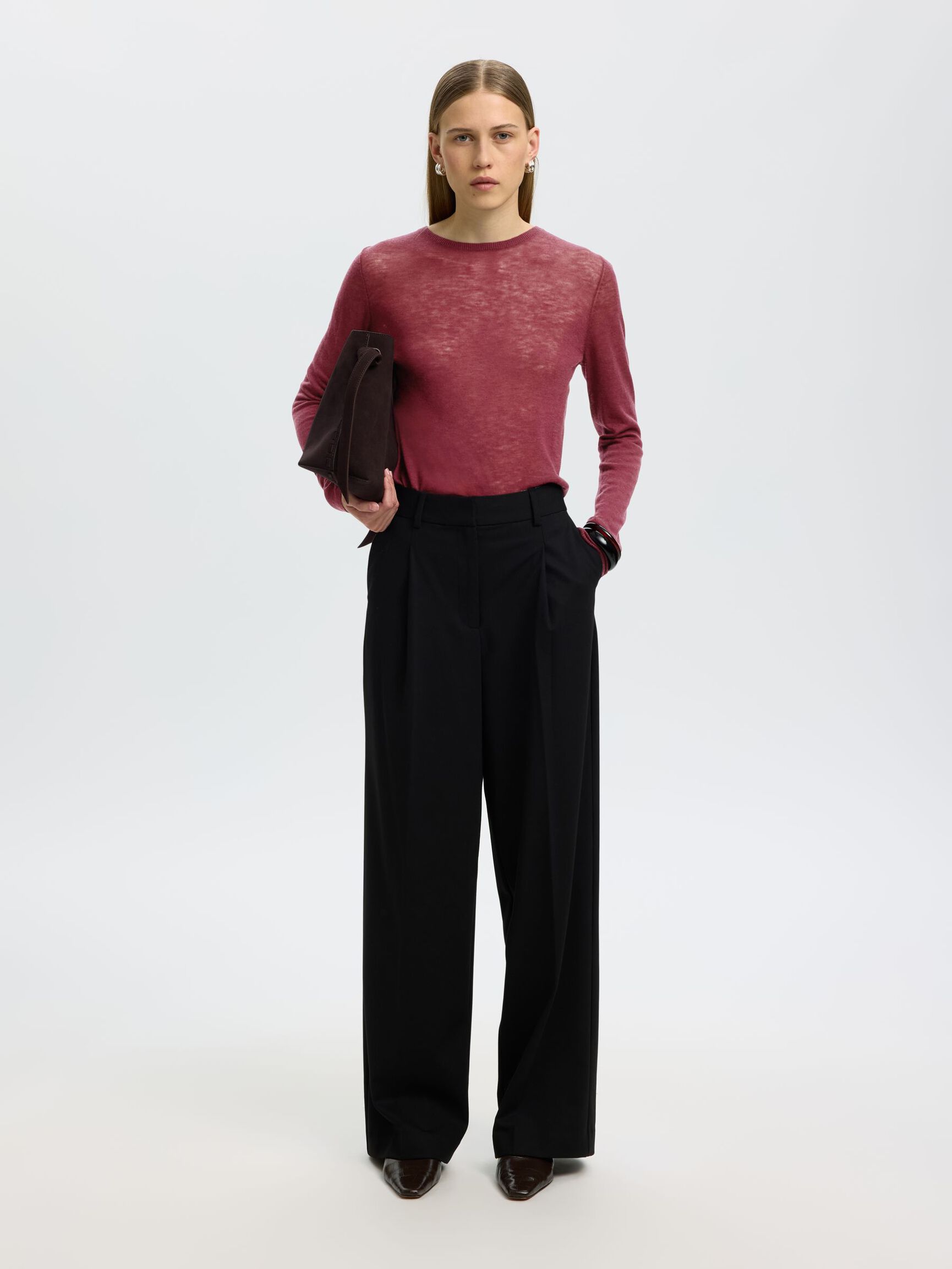 100% MERINO WOOL PULLOVER, Tawny Port, highres