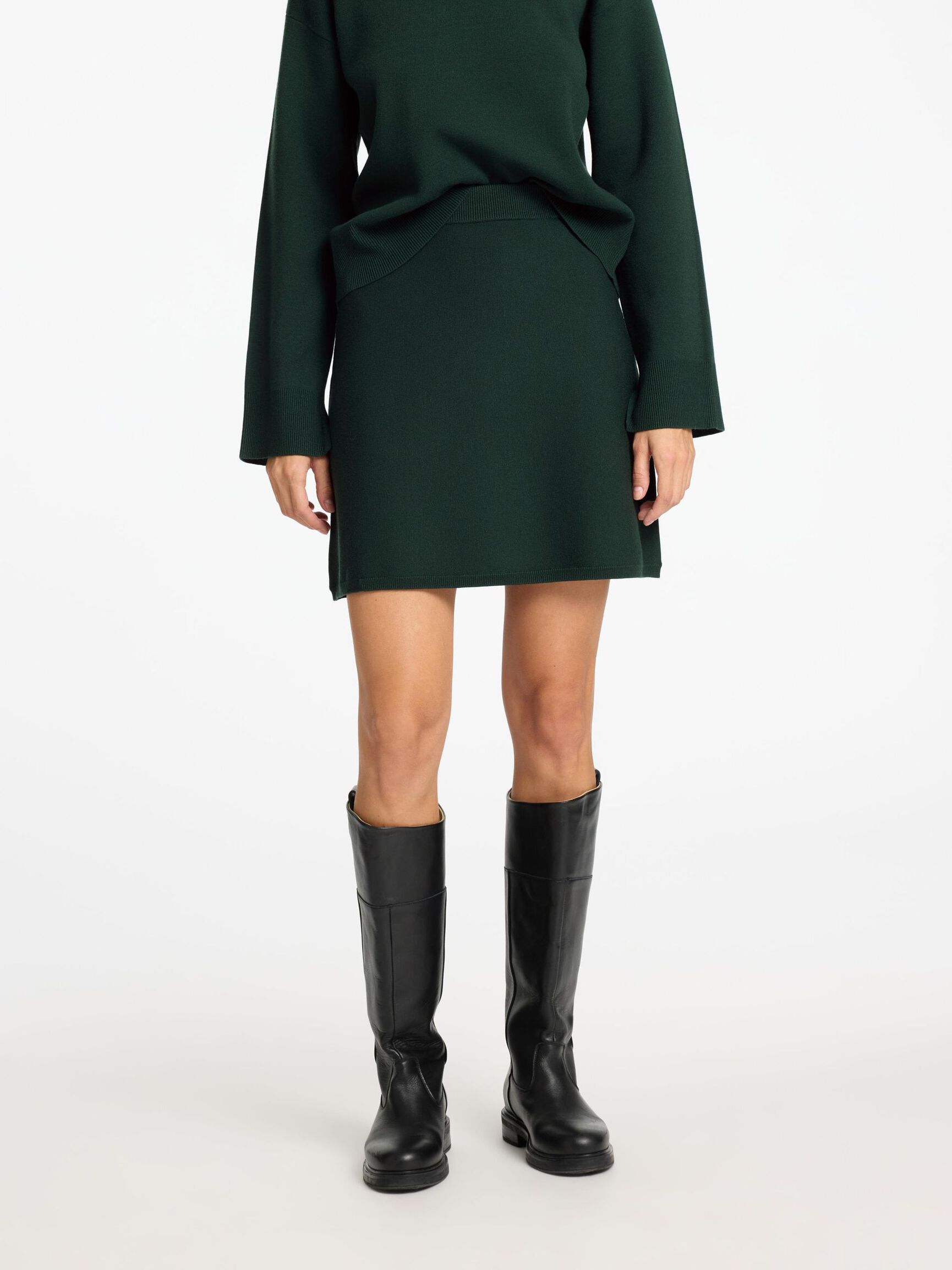 VISCOSE BLEND KNITTED MINI SKIRT, Scarab, highres