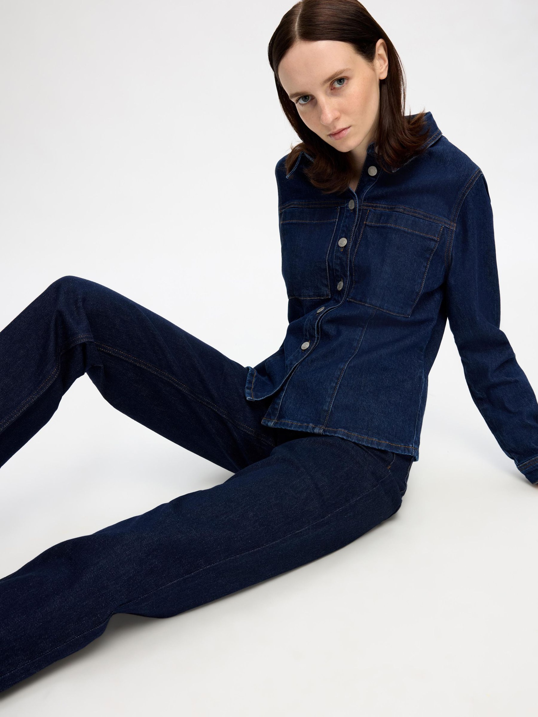 MØRK VASK STRAIGHT FIT JEANS, Dark Blue Denim, highres