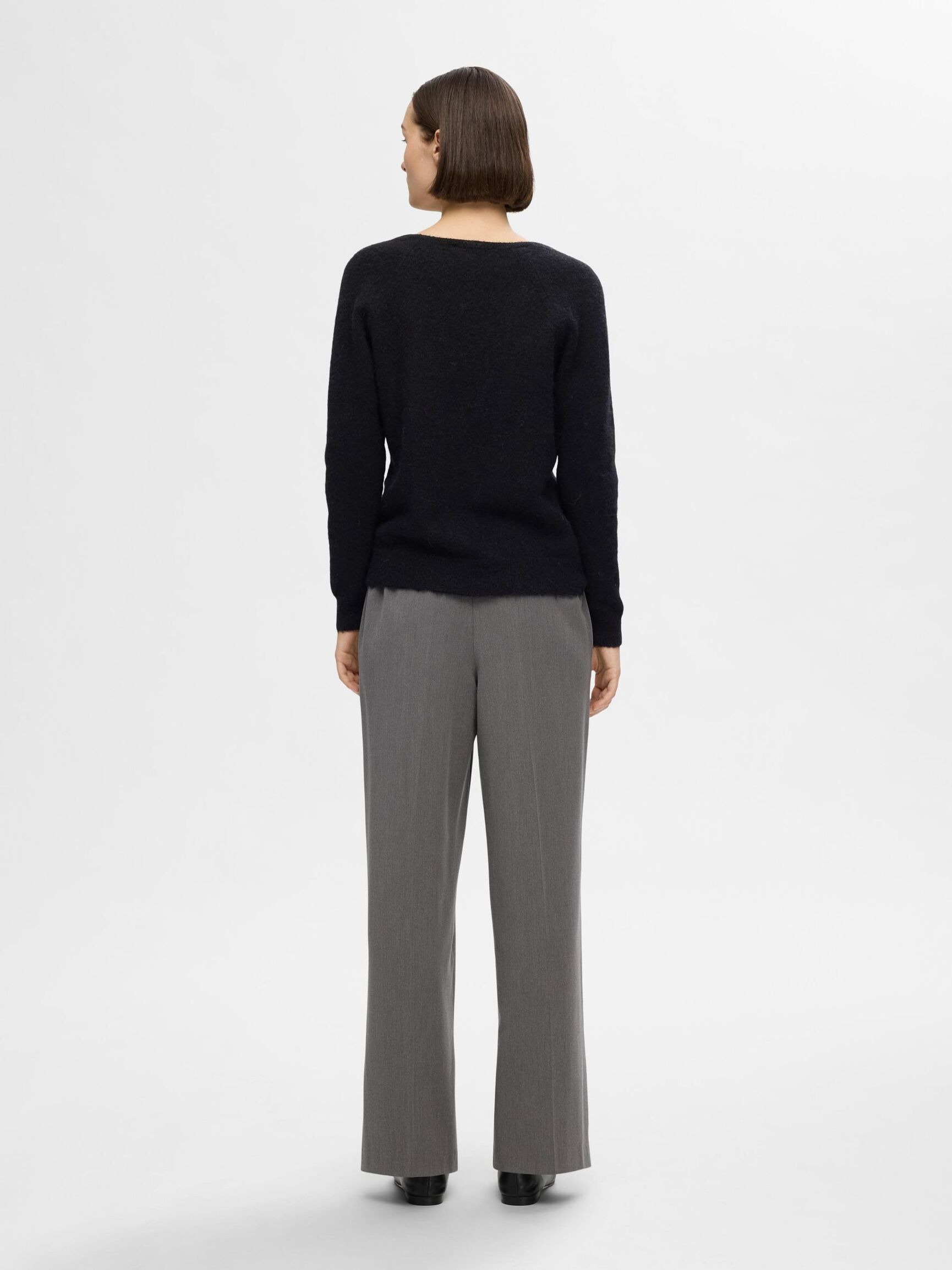 ULDBLANDING V-UDSKÆRING PULLOVER, Black, highres