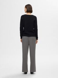 WOLLGEMISCH V-AUSSCHNITT PULLOVER, Black, highres