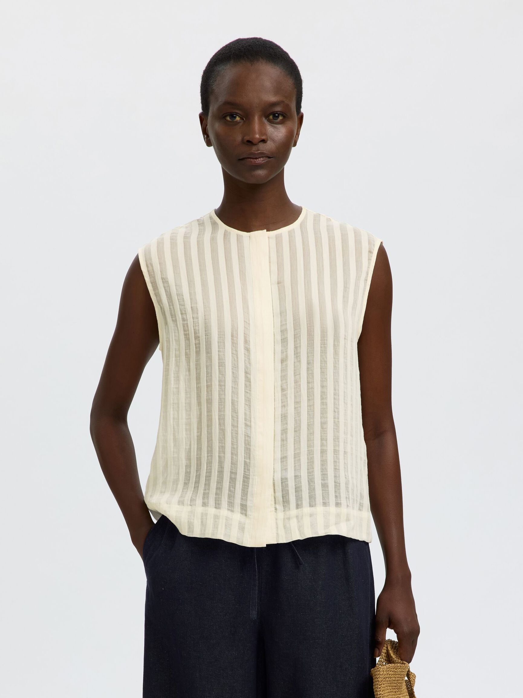 OVERSIZED FIT MOUWLOOS HEMD, Egret, highres
