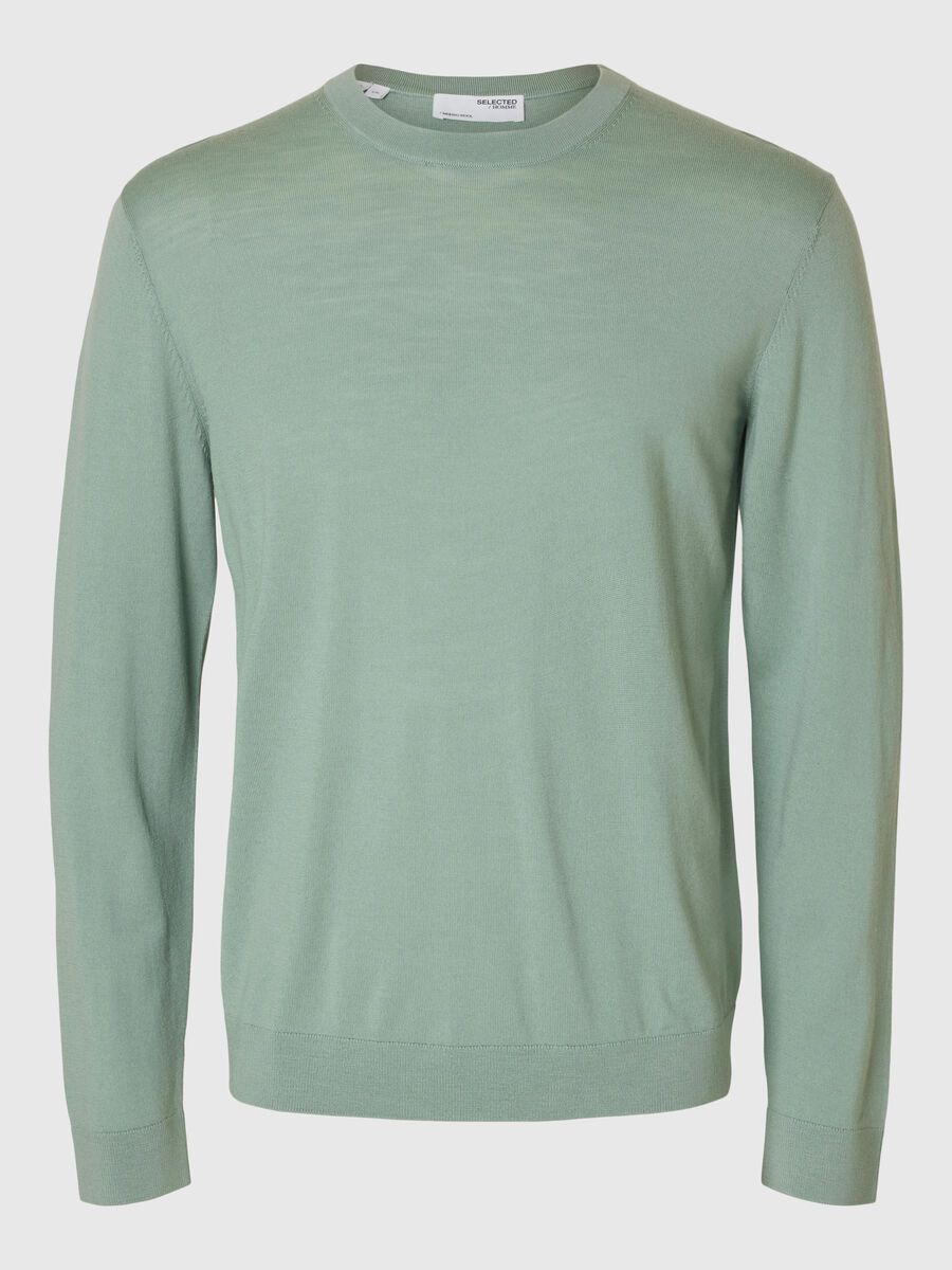 Selected 100% MERINO WOOL CREWNECK JUMPER, Iceberg Green, highres - 16094647_IcebergGreen_001.jpg