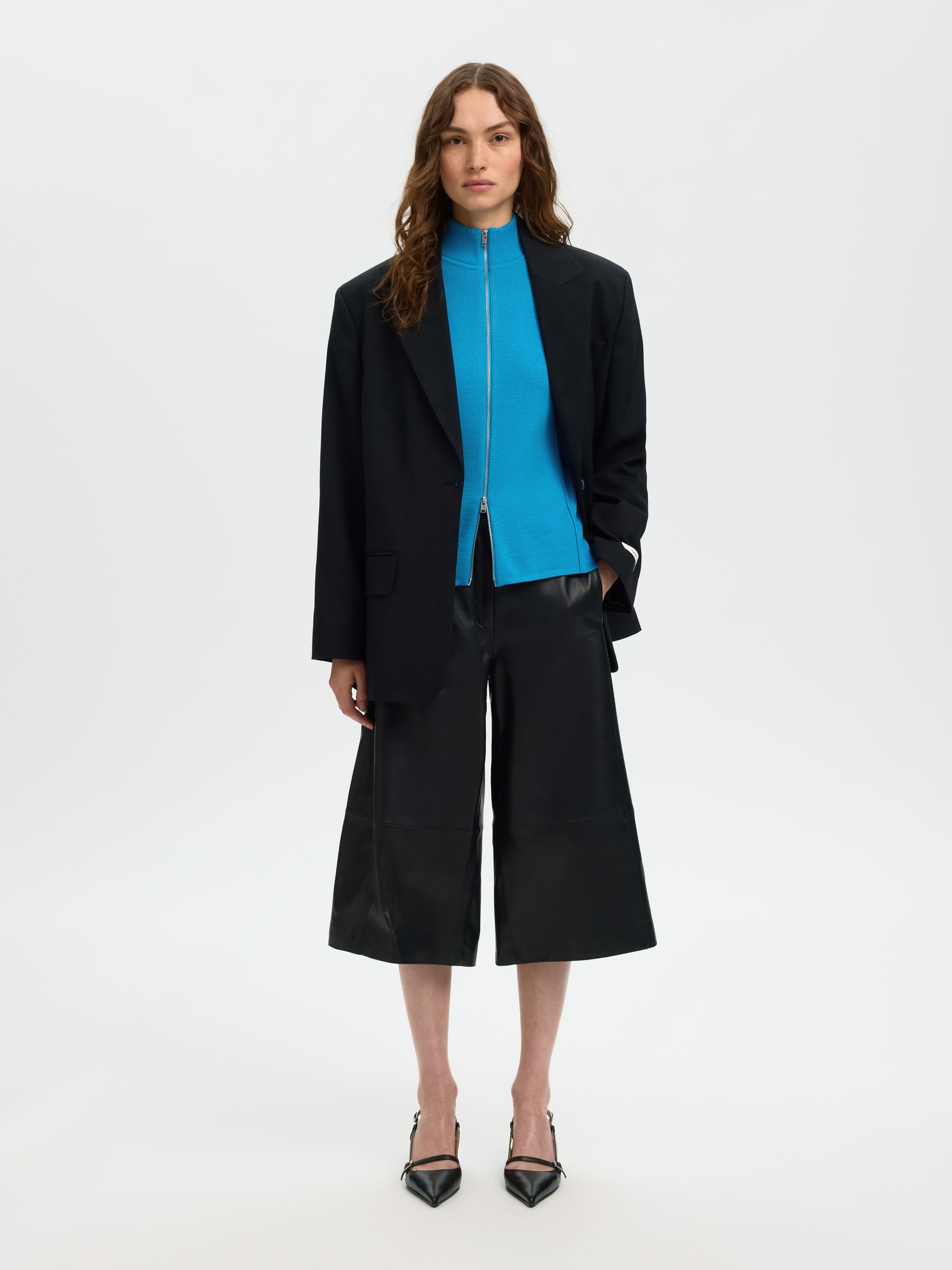 100% MERINO WOOL ZIP-FRONT CARDIGAN, Malibu Blue, highres