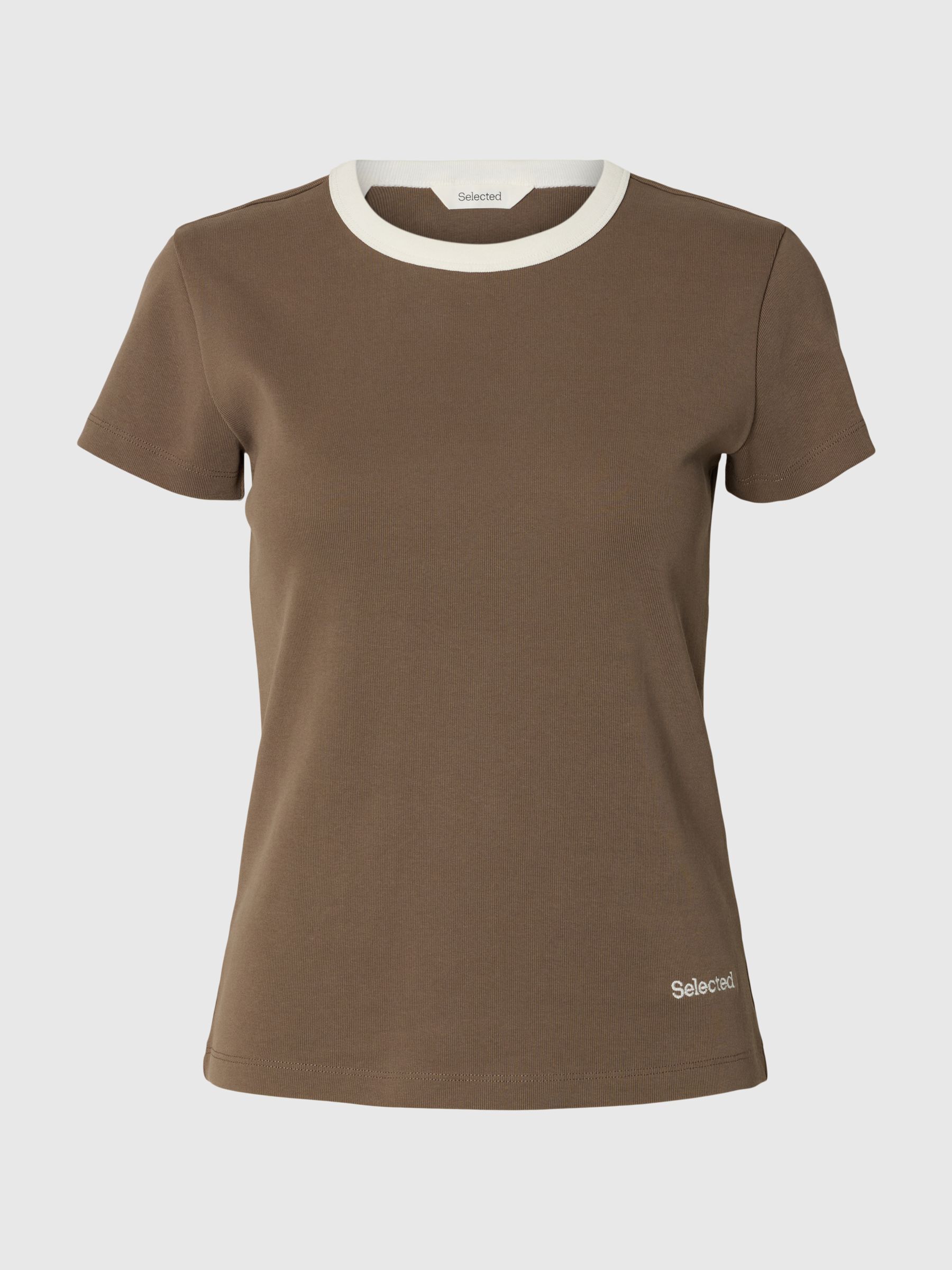 COTTON SHORT-SLEEVED T-SHIRT, Chocolate Chip, highres
