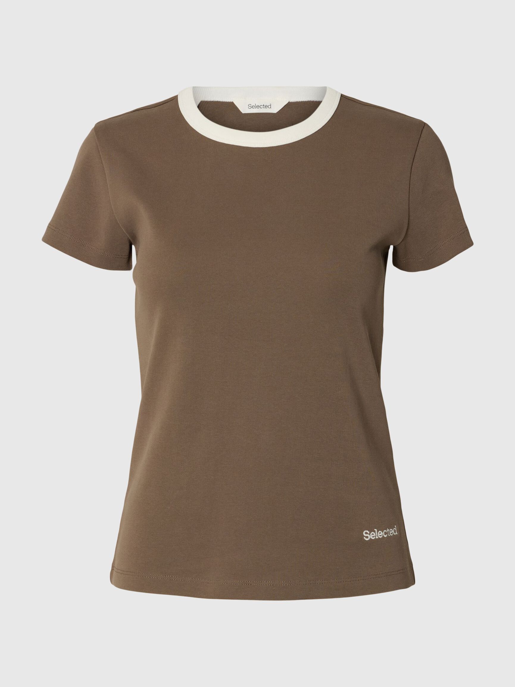 COTTON SHORT-SLEEVED T-SHIRT, Chocolate Chip, highres