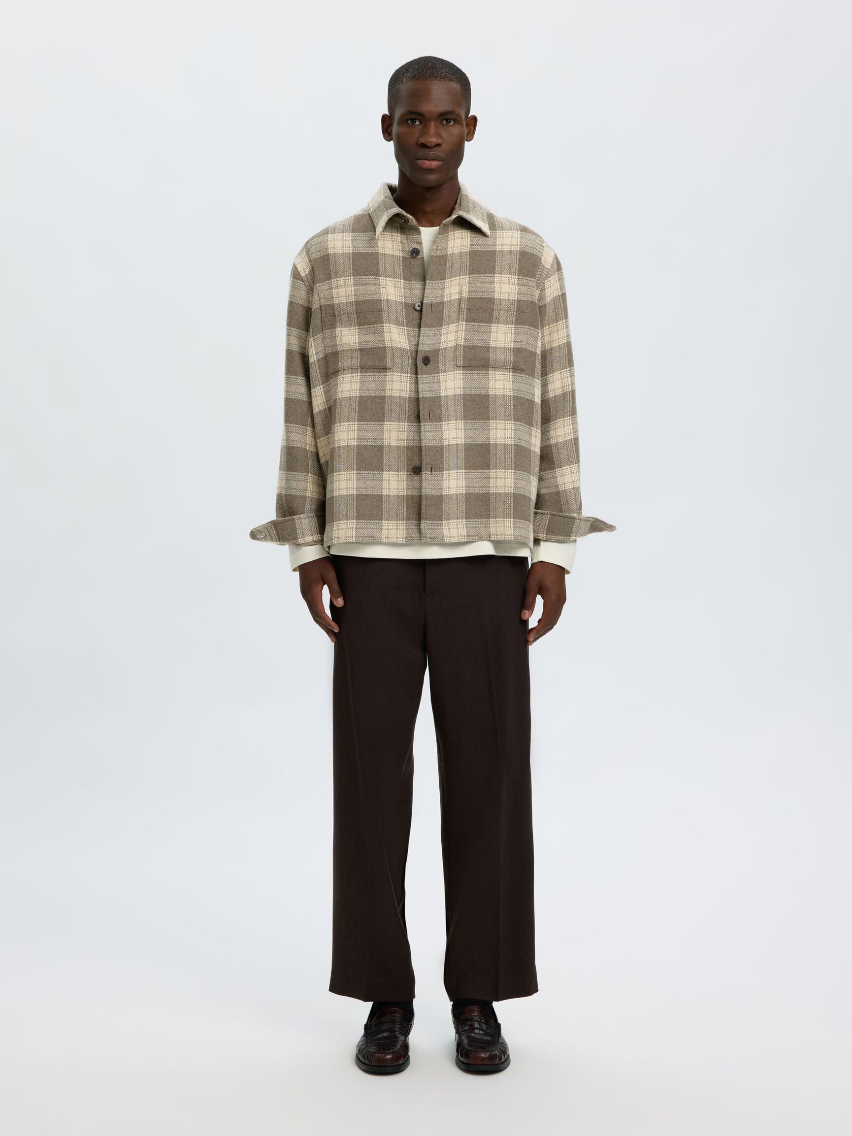 REGULAR FIT OVERSHIRT, Oatmeal, highres