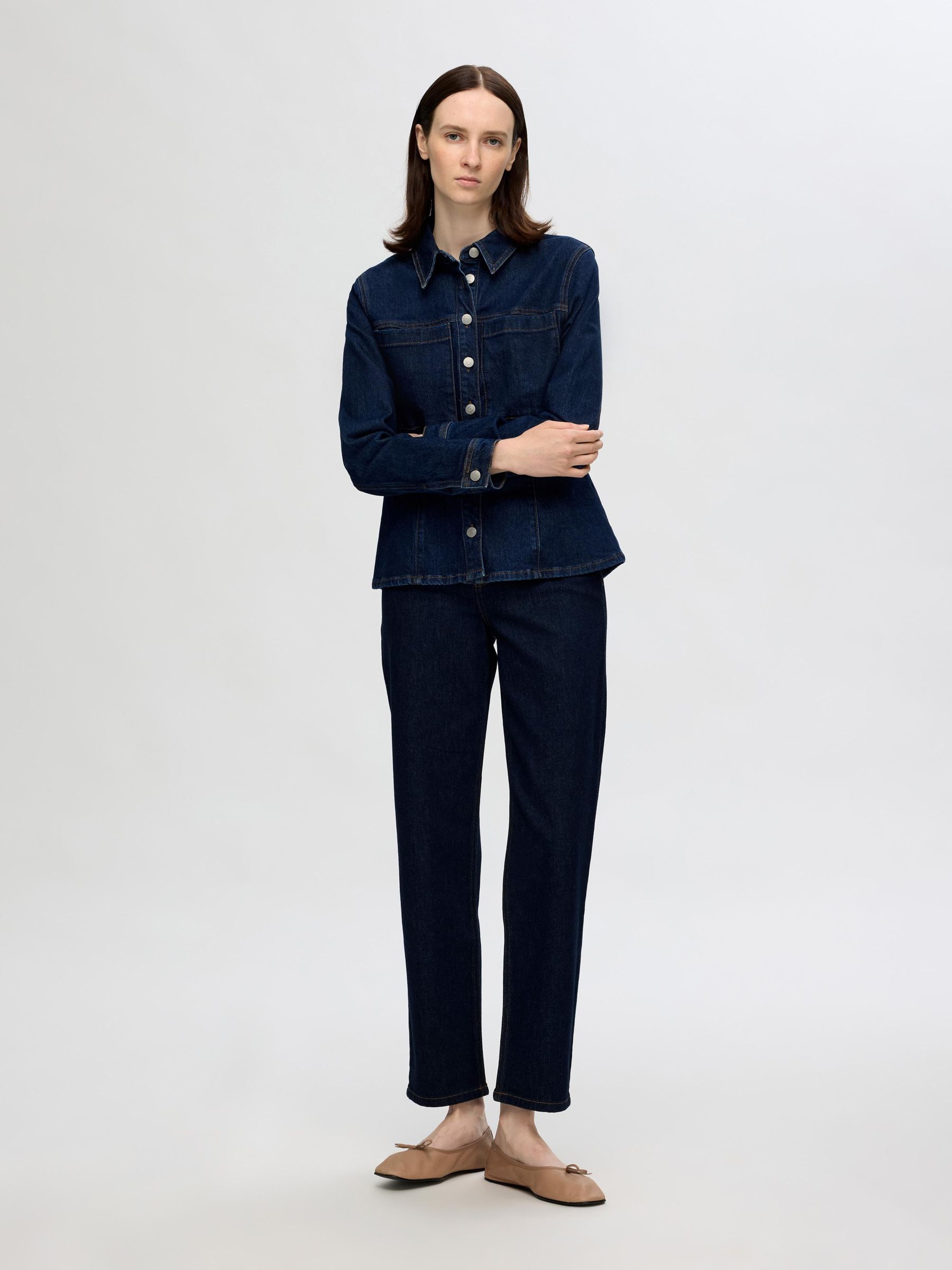 MØRK VASK STRAIGHT FIT JEANS, Dark Blue Denim, highres