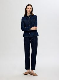 DARK WASH STRAIGHT FIT JEANS, Dark Blue Denim, highres
