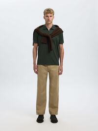 ZIPPER POLO SHIRT, Deep Forest, highres