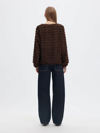 ZIGZAG FRINGE BALLOON SLEEVE TOP, Delicioso, highres