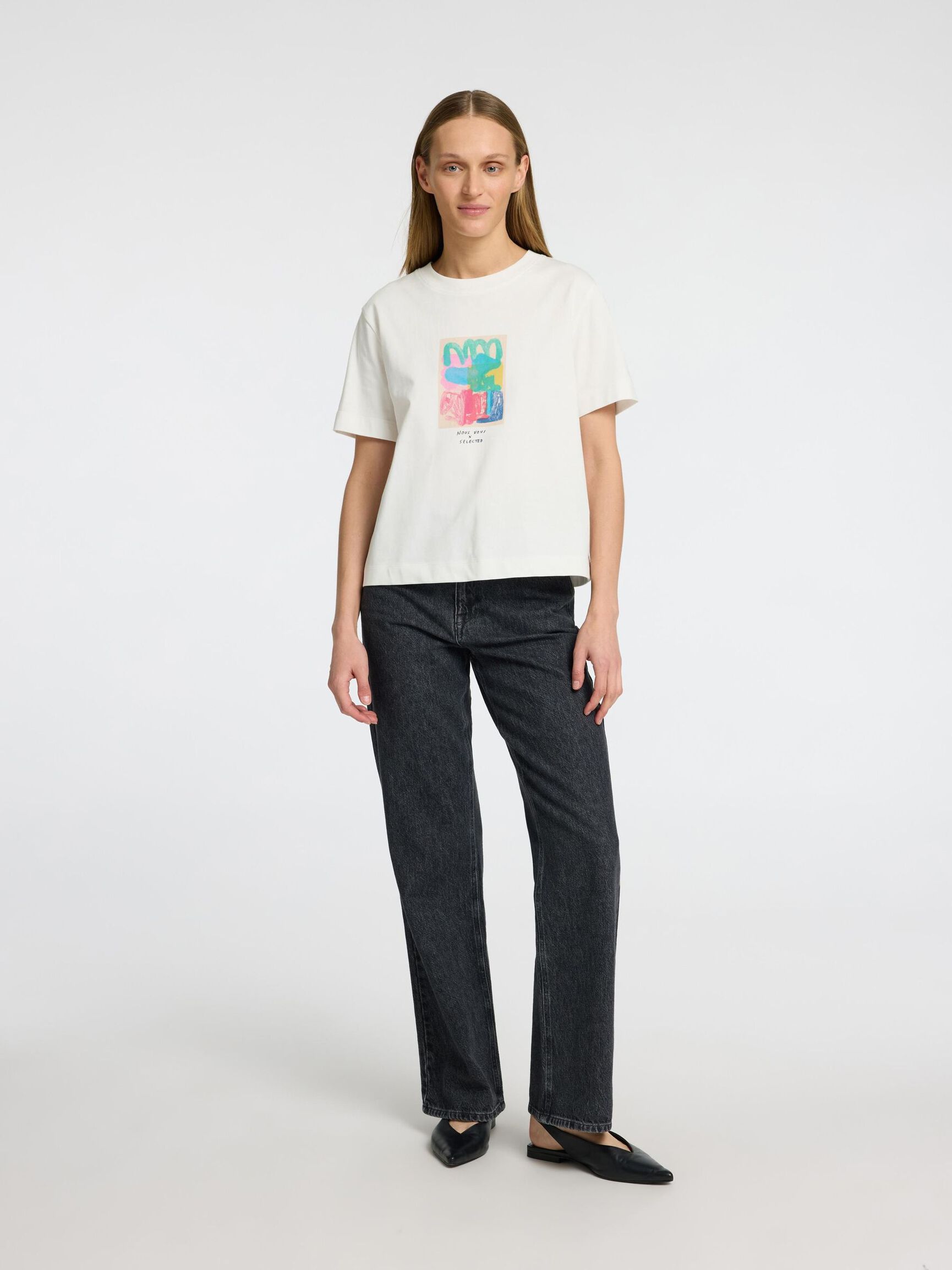PRINTED BOXY FIT T-SHIRT, Snow White, highres
