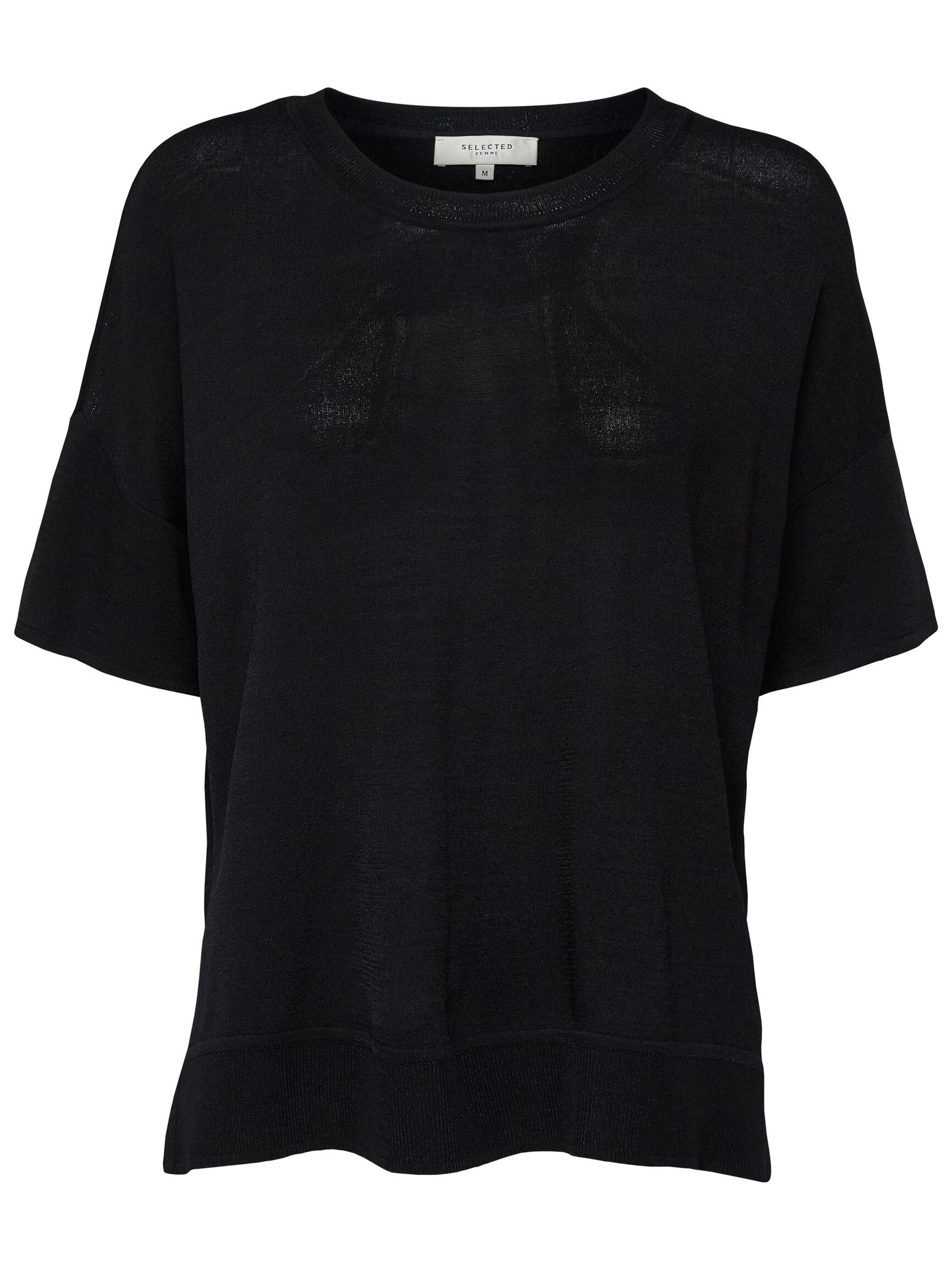 VISCOSE BLEND LOOSE  T-SHIRT, Black, highres