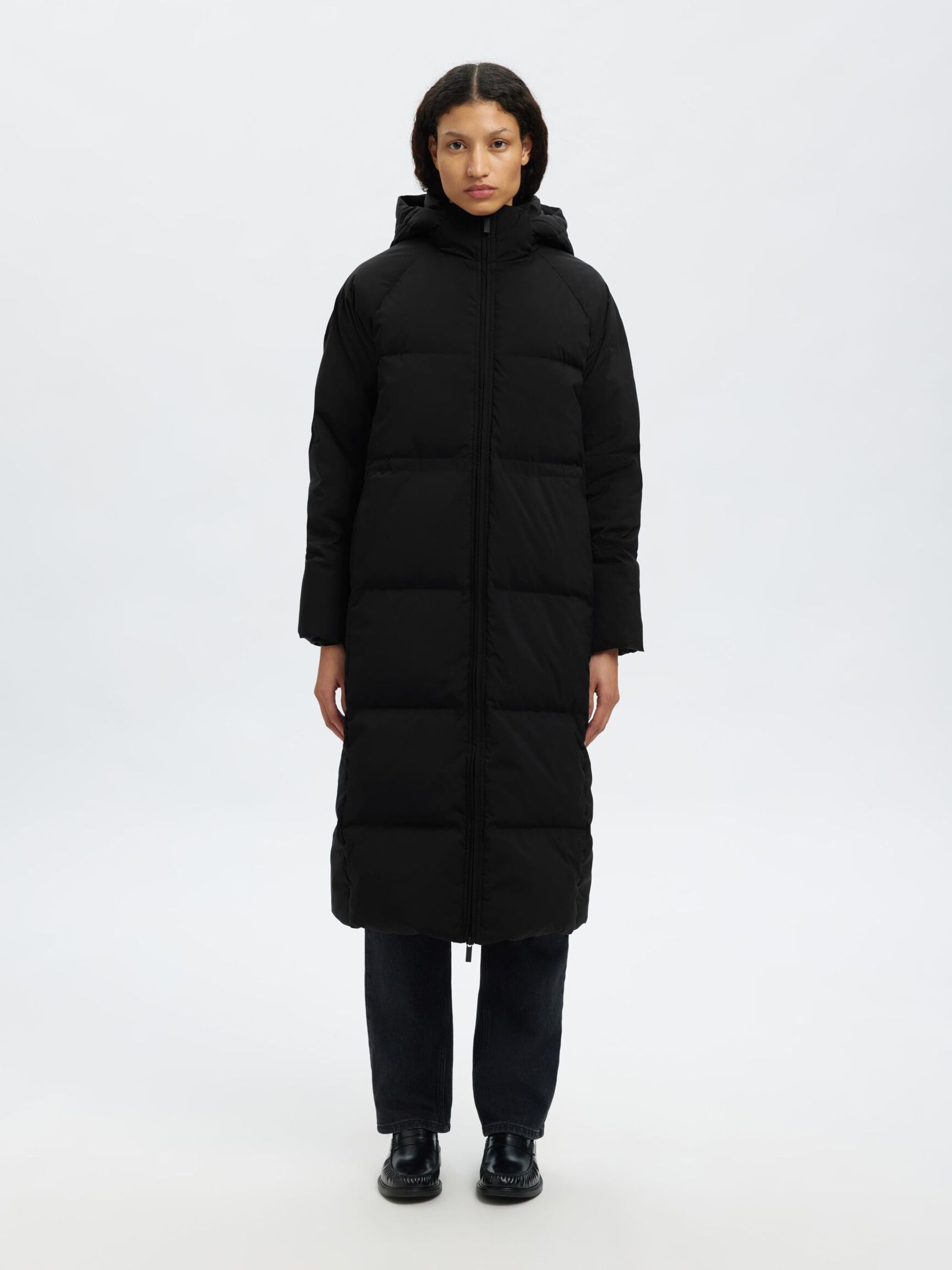 PADDED DOWN COAT, Black, highres