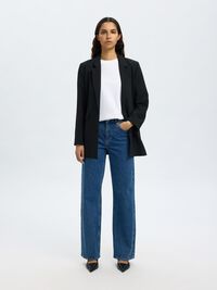 HIGH WAIST WIDE LEG JEANS, Medium Blue Denim, highres